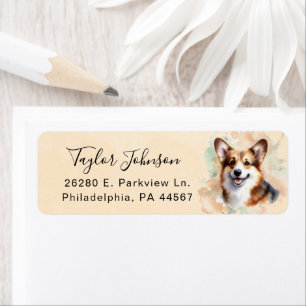 Pembroke Welsh Corgi Hund Rücksende-Adresse Etiket