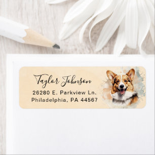 Pembroke Welsh Corgi Hund Rücksende-Adresse Etiket