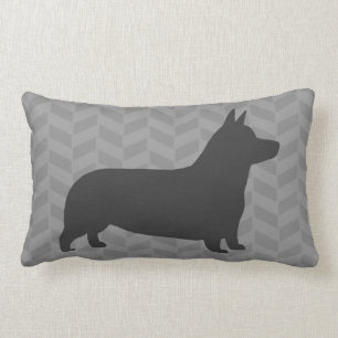 Pembroke Welsh Corgi Hund Silhouette Grau Lendenkissen