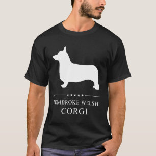 Pembroke Welsh Corgi Hund Weiße Silhouette T-Shirt