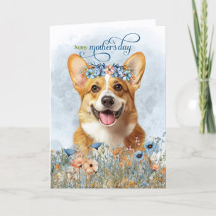 Pembroke Welsh Corgi Hund Wildblumen Muttertag Feiertagskarte