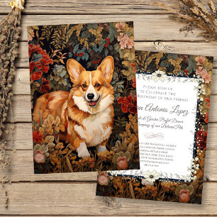 Pembroke Welsh Corgi in einem viktorianischen Blum Einladung
