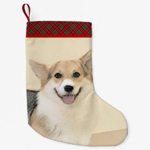 Pembroke Welsh Corgi Malerei - Original Hund Kunst Kleiner Weihnachtsstrumpf