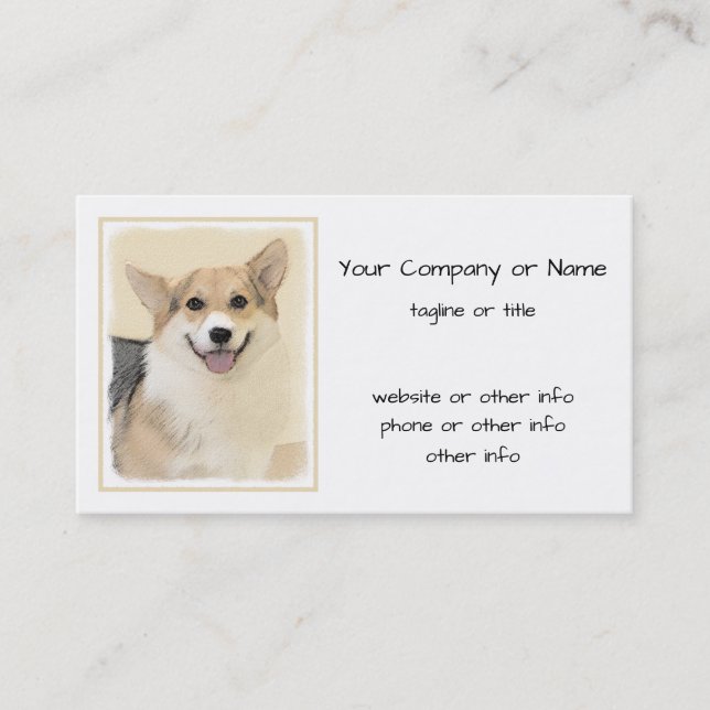 Pembroke Welsh Corgi Malerei - Original Hund Kunst Visitenkarte (Vorderseite)