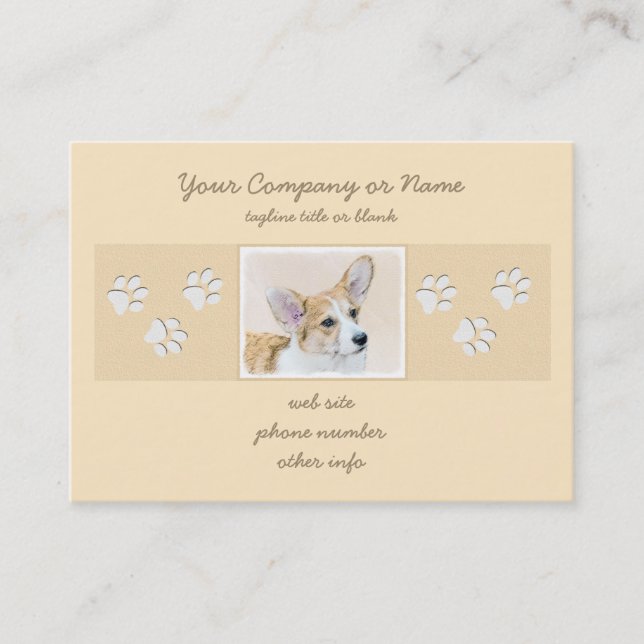 Pembroke Welsh Corgi Malerei - Original Hund Kunst Visitenkarte (Vorderseite)