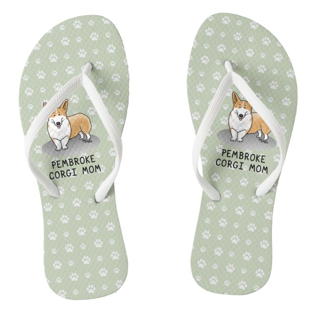 Pembroke Welsh Corgi Mama (rot 1) Hunde Mama Niedl Flip Flops (Fußbett)