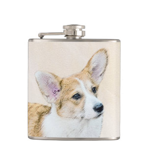 Pembroke Welsh Corgi Painting - Original Dog Art Flachmann