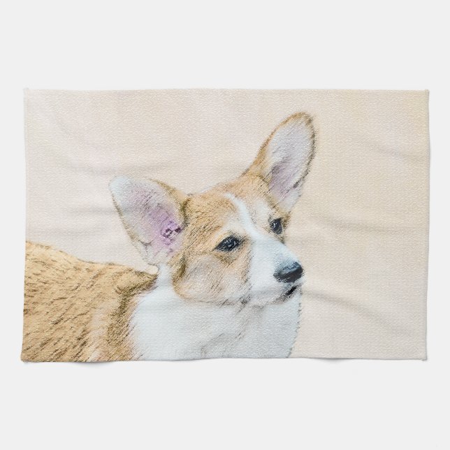 Pembroke Welsh Corgi Painting - Original Dog Art Geschirrtuch (Horizontal)