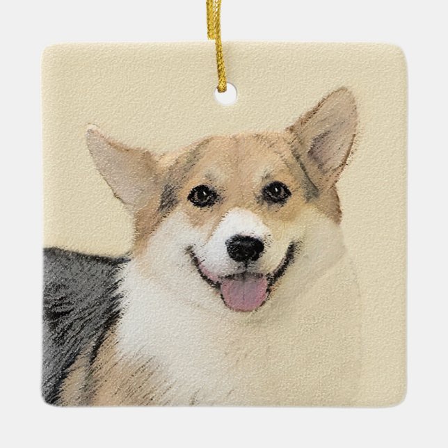 Pembroke Welsh Corgi Painting - Original Dog Art Keramikornament (Vorderseite)