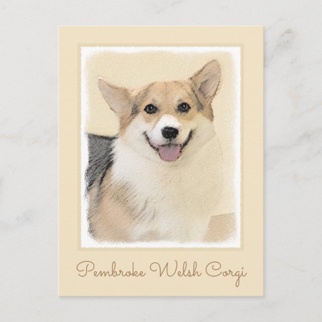 Pembroke Welsh Corgi Painting - Original Dog Art Postkarte (Vorderseite)