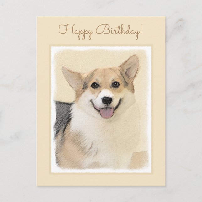 Pembroke Welsh Corgi Painting - Original Dog Art Postkarte (Vorderseite)