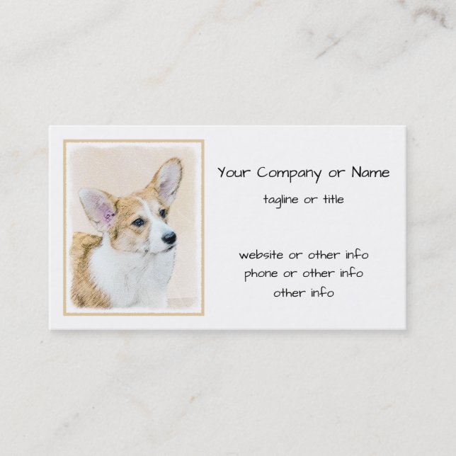 Pembroke Welsh Corgi Painting - Original Dog Art Visitenkarte (Vorderseite)