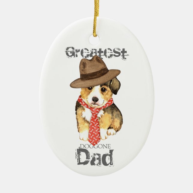 Pembroke Welsh Corgi papa ornement céramique (Devant)