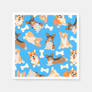 Pembroke Welsh Corgi Pattern Blue  Serviette