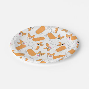 Pembroke Welsh Corgi Pattern Pappteller