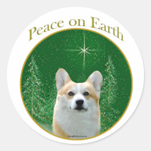 Pembroke Welsh Corgi Peace Runder Aufkleber