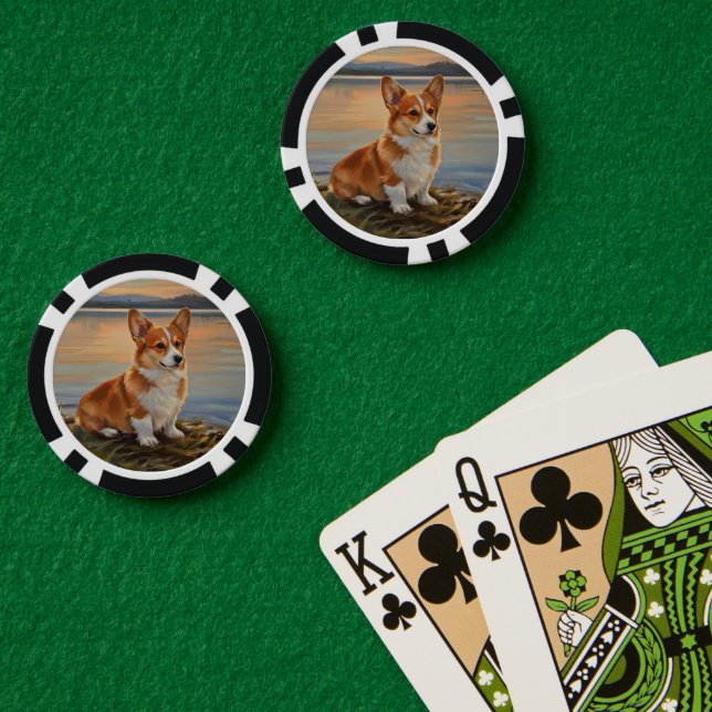 Pembroke Welsh Corgi Pokerchips (Pokertisch (doppelt))