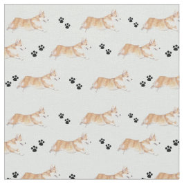 Pembroke Welsh Corgi Running Hund Kunstwerk Stoff