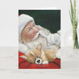 Pembroke Welsh Corgi & Santa Greeting Card Feiertagskarte