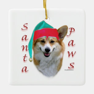Pembroke Welsh Corgi Santa Paws Keramikornament