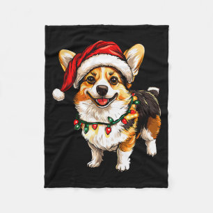 Pembroke Welsh Corgi Santa Weihnachtsbaum Lichter  Fleecedecke