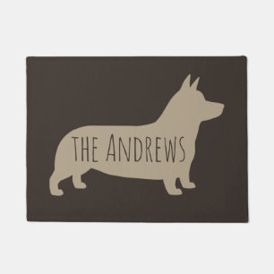 Pembroke Welsh Corgi Silhouette mit benutzerdefini Fußmatte