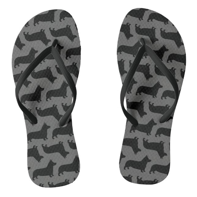 Pembroke Welsh Corgi Silhouetten Muster Flip Flops (Fußbett)