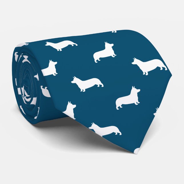 Pembroke Welsh Corgi Silhouetten Pattern Krawatte (Gerollt)