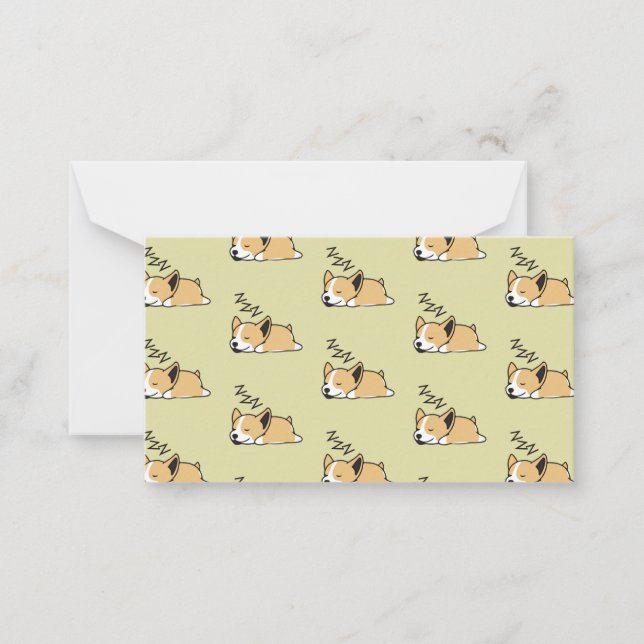 Pembroke Welsh Corgi Sleeping Dog Lover ZZZ Mitteilungskarte (Vorderseite)