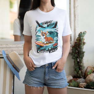 Pembroke Welsh Corgi surfen im Wellenreiter T-Shirt