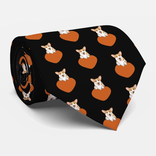 Pembroke Welsh Corgi Valentine Krawatte (Gerollt)