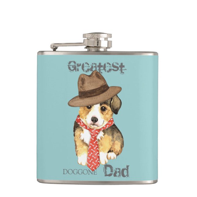 Pembroke Welsh Corgi Vater Flachmann (Vorderseite)