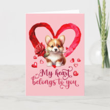 Pembroke Welsh Corgi Wasserfarben Valentinstagskar