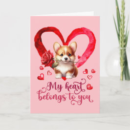 Pembroke Welsh Corgi Watercolor Valentine Day Card Feiertagskarte