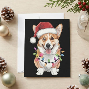 Pembroke Welsh Corgi Weihnachtsbaum Lichter Feiertagskarte