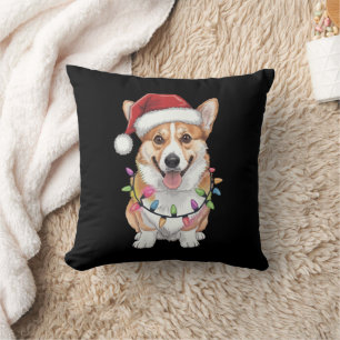Pembroke Welsh Corgi Weihnachtsbaum Lichter Kissen
