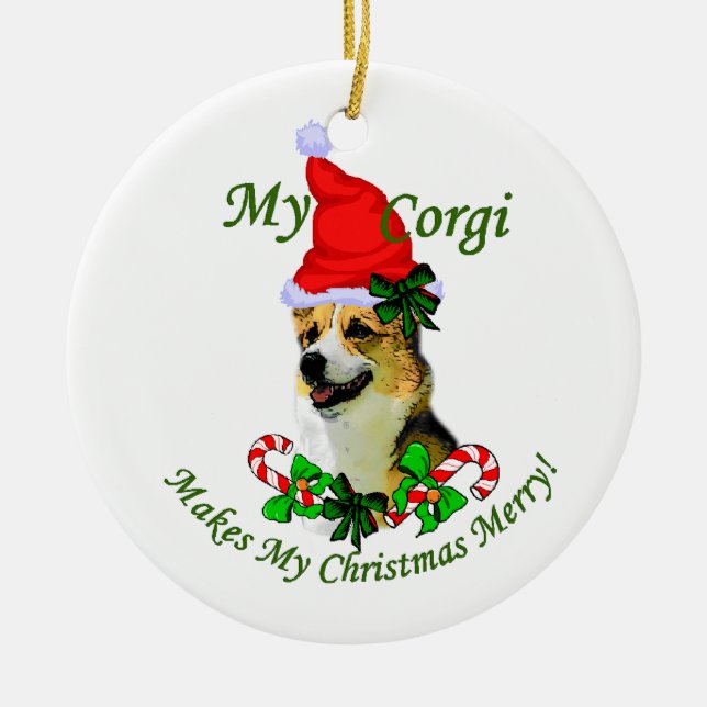 Pembroke Welsh Corgi Weihnachtsdekoration Keramikornament (Vorne)