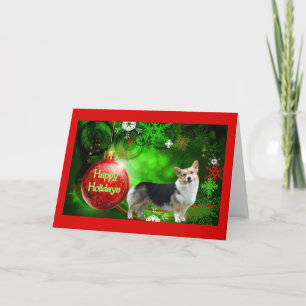Pembroke Welsh Corgi Weihnachtskarte Happy Holiday Feiertagskarte