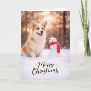 Pembroke Welsh Corgi Weihnachtsmann Schneemann Feiertagskarte