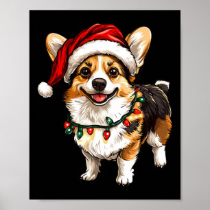 Pembroke Welsh Corgi Weihnachtsmann Weihnachtsbaum Poster
