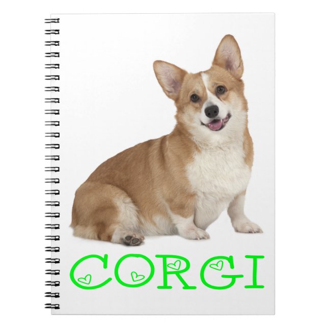 Pembroke Welsh Corgi Welpe Hund Lime Green Liebe Notizblock (Vorderseite)
