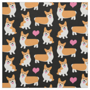 Pembroke Welsh Corgis und Hearts Stoff