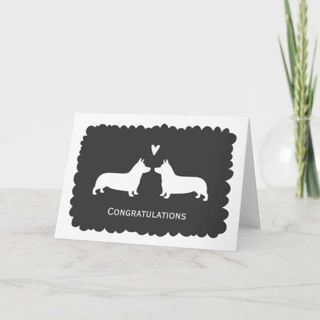 Pembroke Welsh Corgis Wedding Gratulation Karte (Vorderseite)