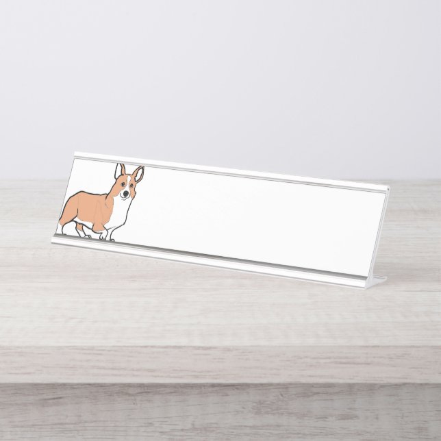 Pembrokewalisercorgi-Kitz-Cartoon Schreibtischnamensplakette (Vorderseite )