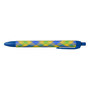 Pen aus blauem und grünem Tartan Kugelschreiber