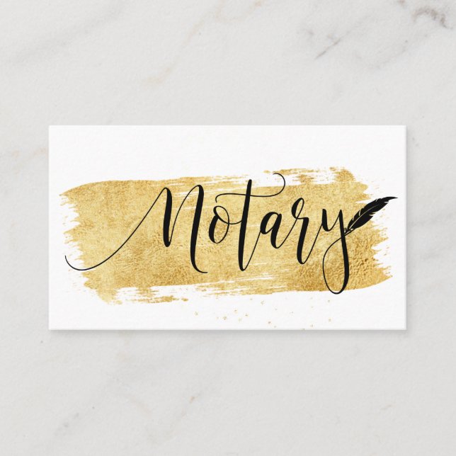 *~* Pen Gold NOTARY FOTO Feather Signing Agent  Visitenkarte (Vorderseite)