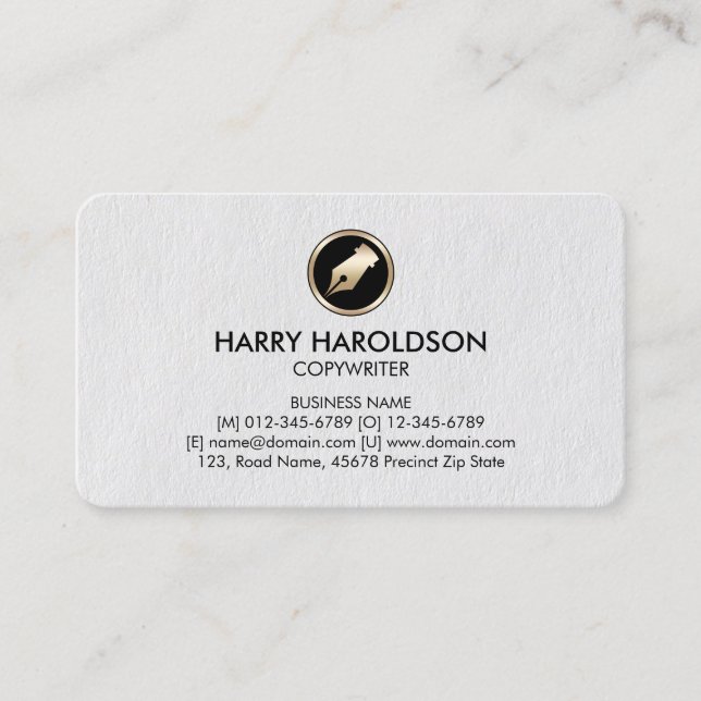 Pen Nib Icon Copywriter Premium Business Card Visitenkarte (Vorderseite)