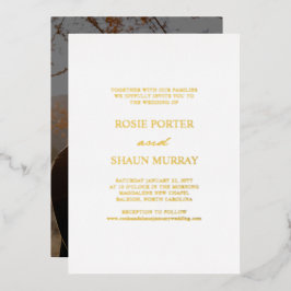 Pen Script Minimal Calligraphy White Foto Wedding Folieneinladung