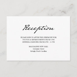 Pen Script Minimalistisch White Wedding Reception Begleitkarte