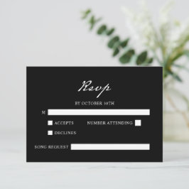 Pen Script Minimalistische Kalligrafie Black Weddi RSVP Karte